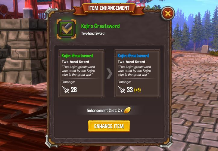 Item enhancement panel